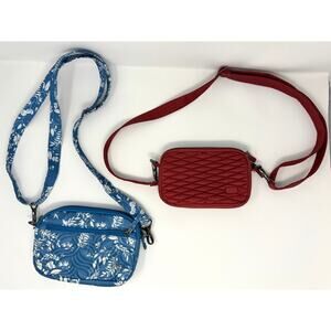2x Lug Super Coupe Crossbody Convertible Purse Red Blue Floral Lot Waist Bag